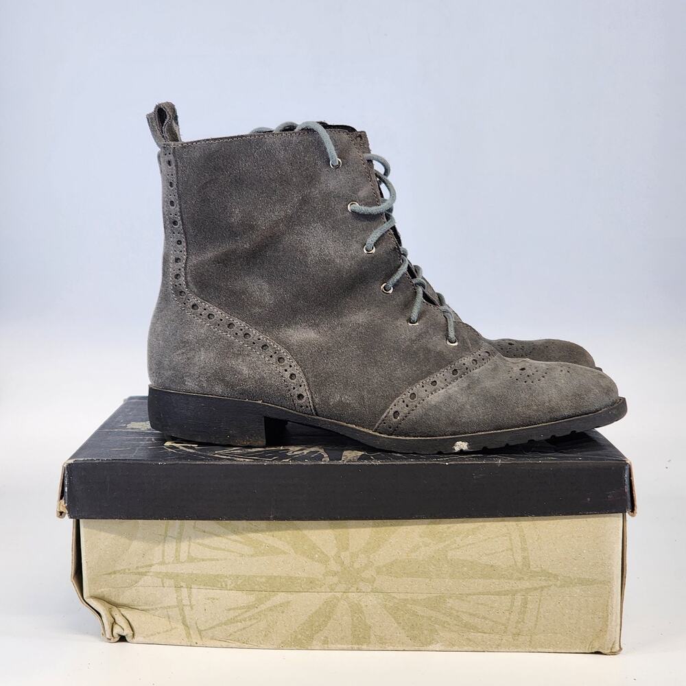 Ruff Hewn Granada Suede Ankle Boots Womens 9 Gray Lace Up Casual Shoes